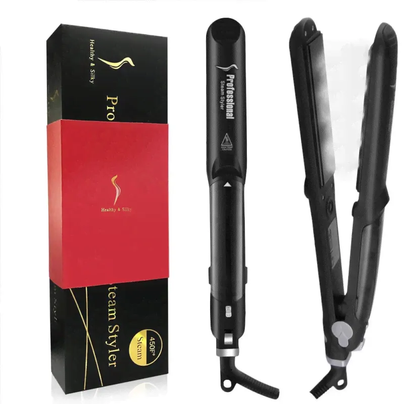 Steam Straighteners for Hair Professional Salon Ceramic Tourmaline Vapor Steam-0