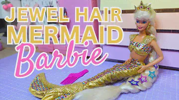 Jewel Hair MERMAID BARBIE 🧜‍♀️✨️unboxing and close-up look! 🎀 #barbiemail #90s
