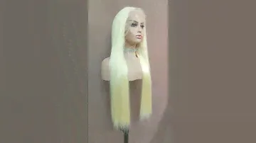Long Blonde Human Hair Lace Front Straight Wig for African American
