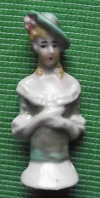 Vintage Art Deco Lady Ceramic Half Doll for Hat Pin Cushion Bouffant Hair Hat-0