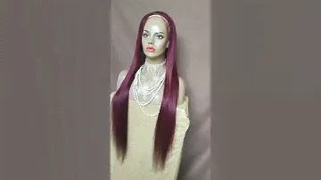 Burgundy Straight Human Hair Lace Front Wig Long Hair for African American surprisehair