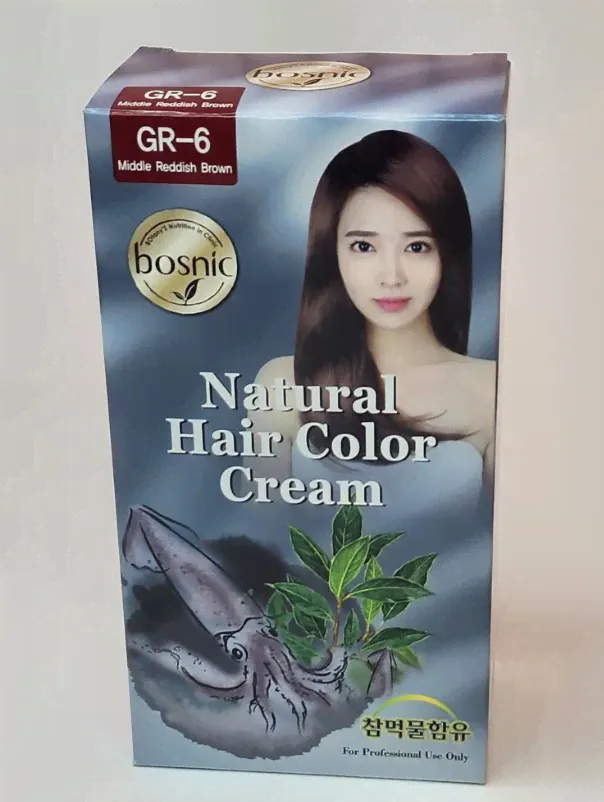 Краска для волос Bosnic Natural Hair Color Cream GR-6 Middle Reddish Brown, 40мл+80мл