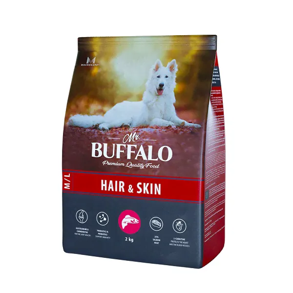 Mr. Buffalo HAIR & SKIN CARE Сухой корм д/с средних и крупных пород лосось 2кг, B136