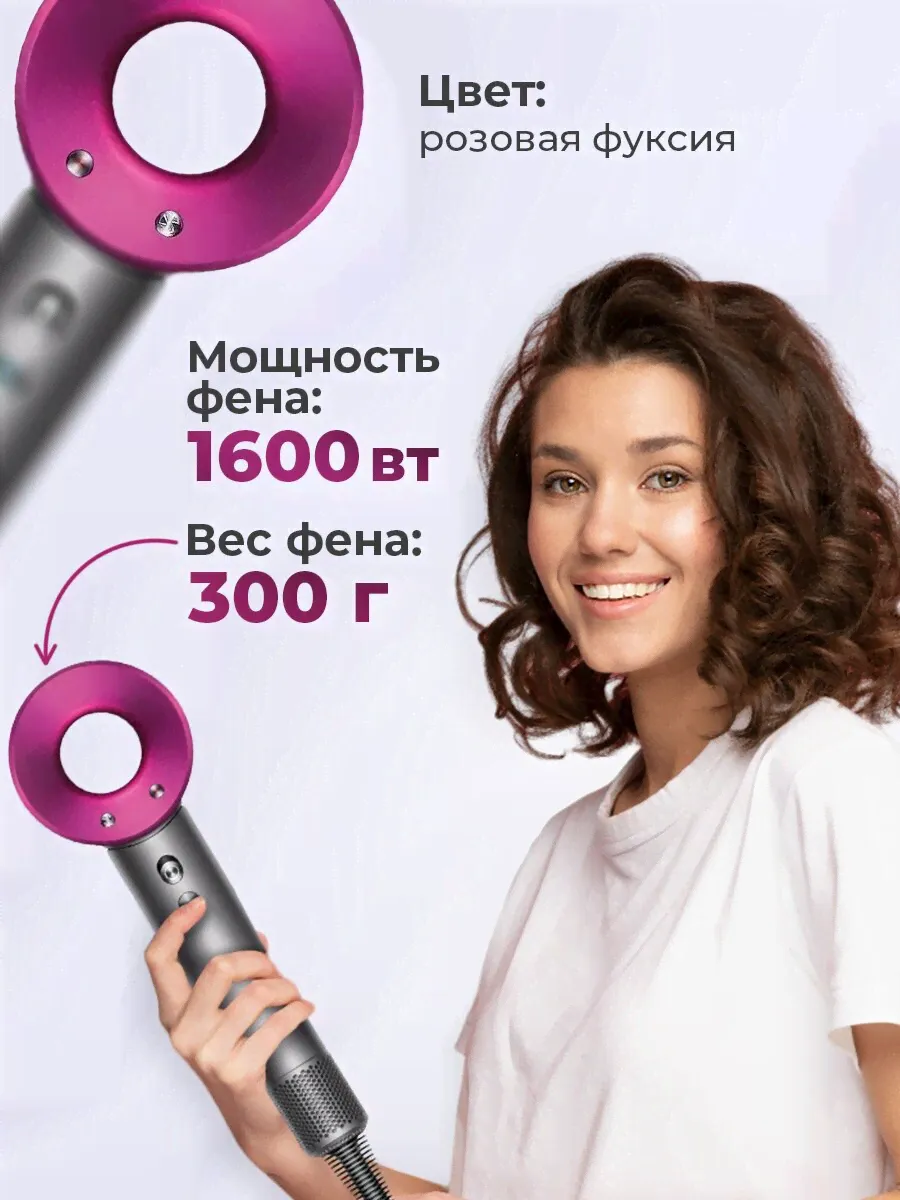 Профессиональный фен для волос iHair-1600 Super Hair Dryer 1600 Вт, 3 режима, 5 магнитных насадок, ионизация воздуха-3