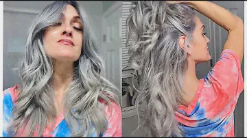 DIY GRAY SILVER HAIR | AT HOME COLOR CORRECTION | No Damage!
